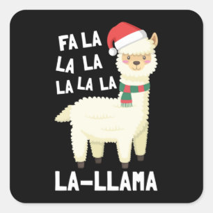 Christmas Fa La Llama Essential Quadratischer Aufkleber