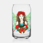 Christmas Fairy Brünett Red Green Poinsettias Dosenglas (Vorderseite)