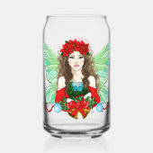 Christmas Fairy Brünett Red Green Poinsettias Dosenglas (Rückseite)