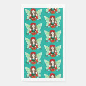 Christmas Fairy Brünett Red Green Poinsettias Serviette (Vorderseite)