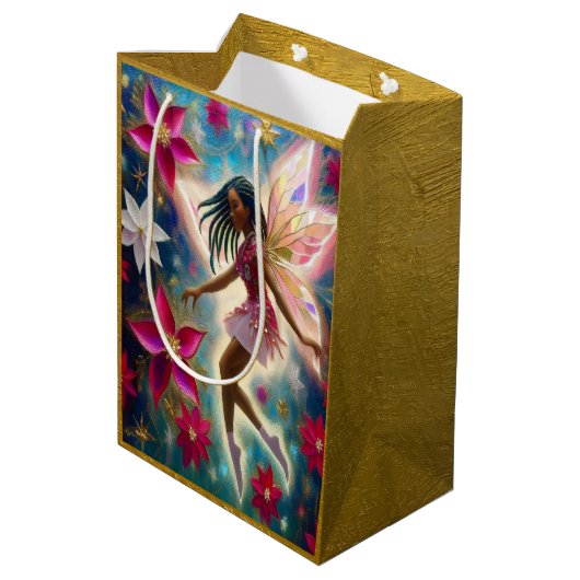 Christmas Fairy Collection - Cornrows Braids Hair Mittlere Geschenktüte (Rückseite Schrägansicht)