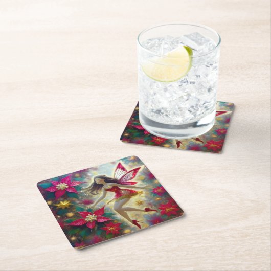 Christmas Fairy Collection - Dark Brown Hair Rechteckiger Pappuntersetzer (Vor Ort)