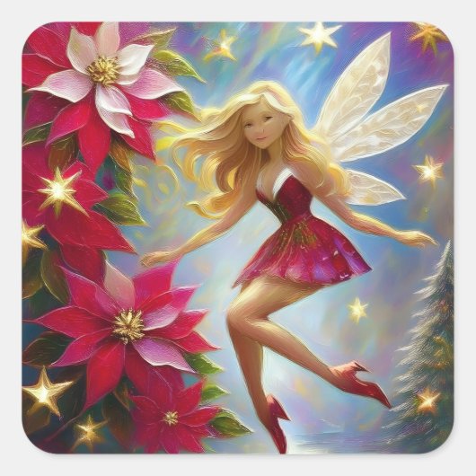 Christmas Fairy Collection - Honey Blonde Hair Quadratischer Aufkleber (Vorderseite)