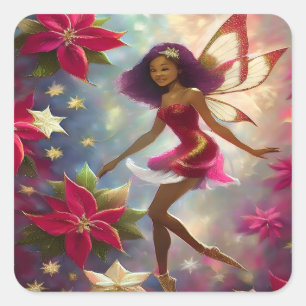 Christmas Fairy Collection Pflaume Tönung Natürlic Quadratischer Aufkleber