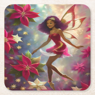 Christmas Fairy Collection Pflaume Tönung Natürlic Rechteckiger Pappuntersetzer