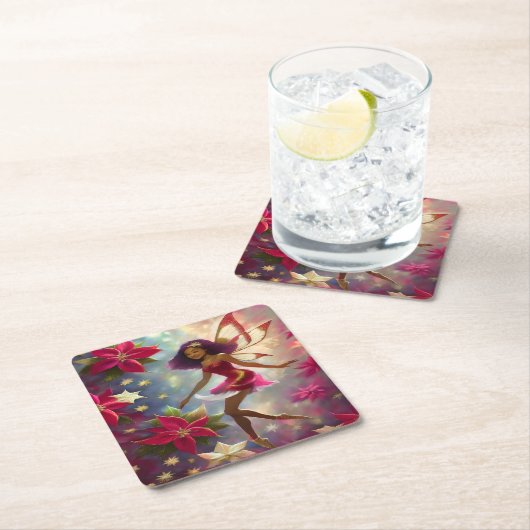 Christmas Fairy Collection Plum Tint Natural Hair Rechteckiger Pappuntersetzer (Vor Ort)