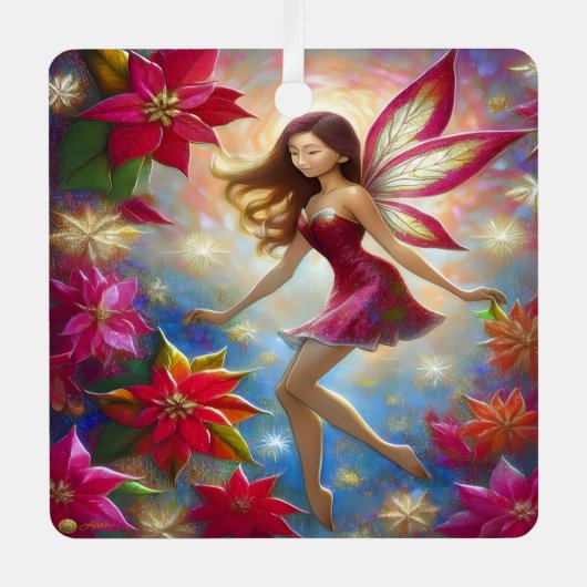 Christmas Fairy Collection - Reddish Brown Hair Ornament Aus Metall (Vorderseite)