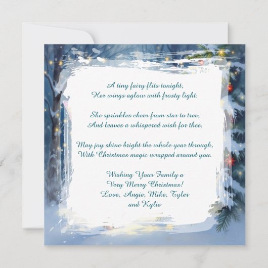 Christmas Fairy Decorating a Christmas Tree Karte (Rückseite)
