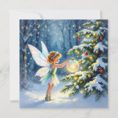 Christmas Fairy Decorating a Christmas Tree Karte (Vorderseite)