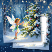 Christmas Fairy Decorating a Christmas Tree Karte