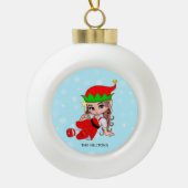 Christmas Fairy Elf Holding a Star Keramik Kugel-Ornament (Vorderseite)