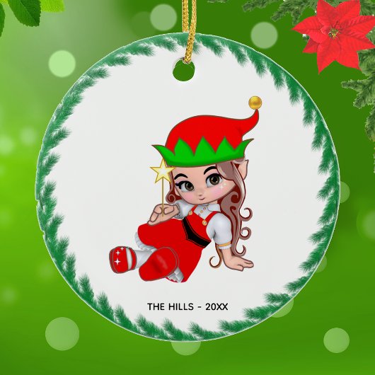 Christmas Fairy Elf Holding a Star Keramik Ornament