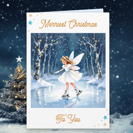 Christmas Fairy Ice Skating in an Enchanted Forest Karte