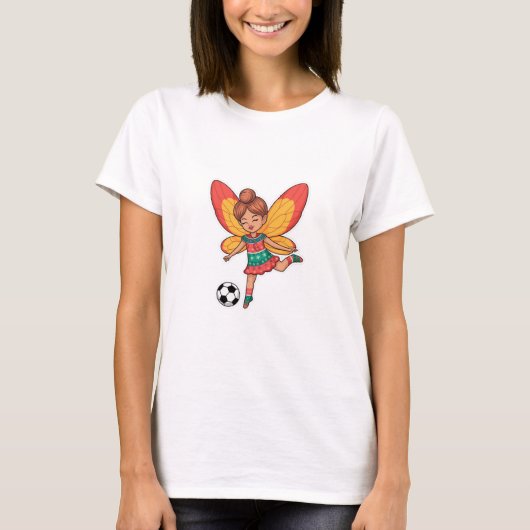 Christmas Fairy Playing Soccer T-Shirt (Vorderseite)