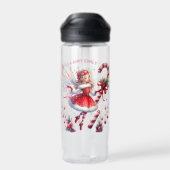 Christmas Fairy Red White Candy Cane Trinkflasche (Rückseite)
