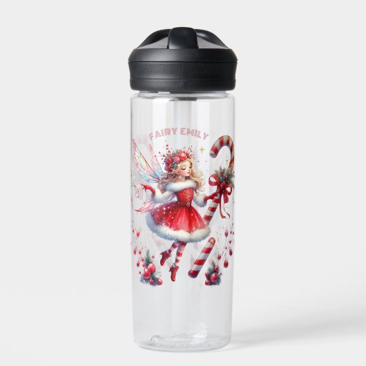 Christmas Fairy Red White Candy Cane Trinkflasche (Vorderseite)