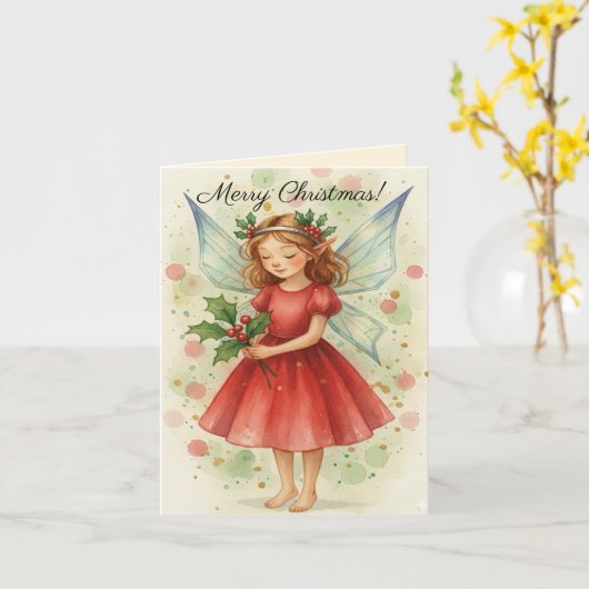 Christmas Fairy Watercolor Art Greetings  Karte (Gelbe Blume)