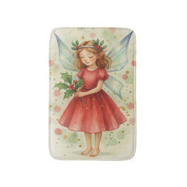 Christmas Fairy Watercolor Art Holiday Badematte