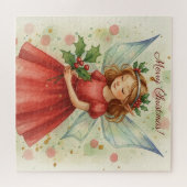 Christmas Fairy Watercolor Art Holiday Puzzle (Horizontal)