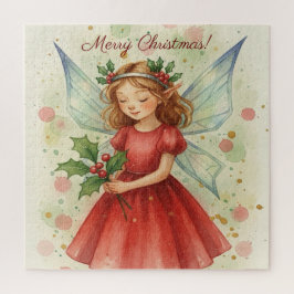 Christmas Fairy Watercolor Art Holiday Puzzle