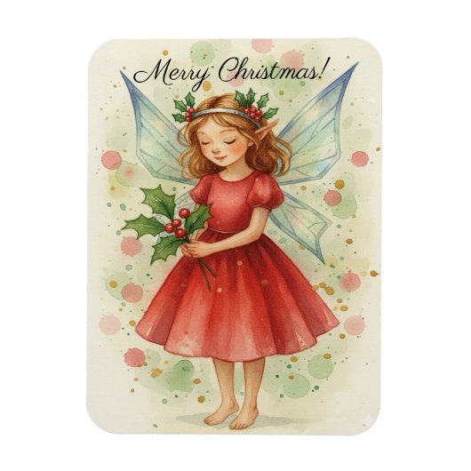Christmas Fairy Watercolor Art Magnet (Vertikal)