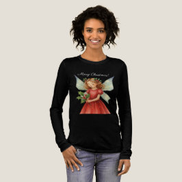 Christmas Fairy Watercolor Art Tri-Blend Shirt