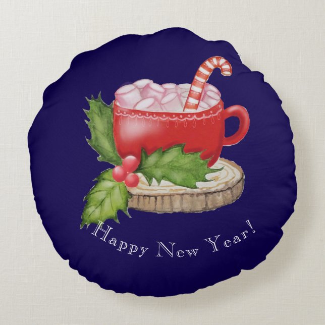 Christmas Fairytale House Rundes Kissen (Rückseite)