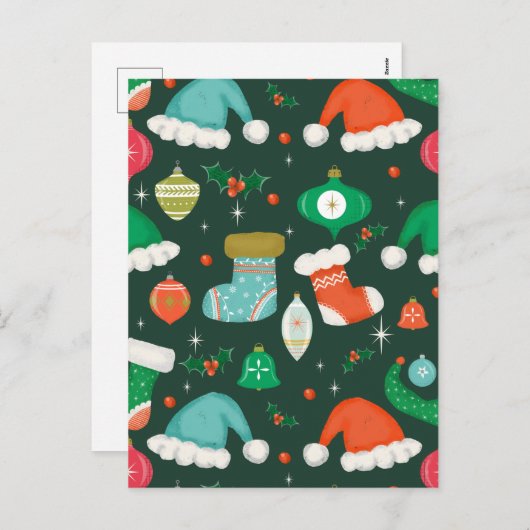 Christmas Falala Green Feiertagspostkarte (Vorne/Hinten)