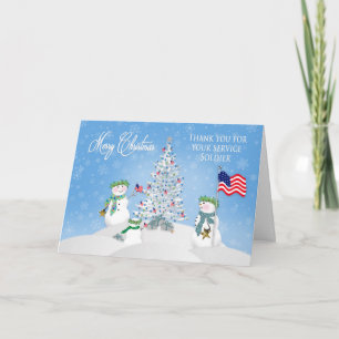 CHRISTMAS - Familie Snowman - SOLDIER - PATRIOTIK Feiertagskarte