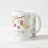 Christmas Family Branch Tree Red Gold Mitten Star Jumbo-Tasse (Vorderseite Rechts)