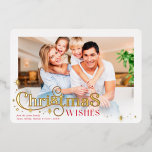 CHRISTMAS FAMILY FOTO stilvoll moderne Typografie Folien Feiertagskarte<br><div class="desc">von kat massard >>> www.simplysweetPAPERIE.com << Ein elegantes, typografisches Design, das die zitierten Weihnachtswünsche mit glänzenden goldenen Folienakzenten zeigt. Maximale Fläche für Ihre schöne Familie - ein Landschaftsbild-Foto funktioniert am besten! TIPS 1. Um das Foto zu verändern, drücken Sie den Knopf "Anpassen". 2. Sie können auch die Schriftart ändern, verschieben...</div>