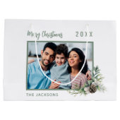 Christmas family foto white cone pine name große geschenktüte (Rückseite)