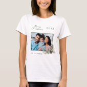 Christmas family foto white cone pine name T-Shirt (Vorderseite)