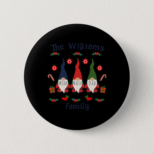 Christmas Family Gnomes Cute And Funny T Shirt  Button (Vorderseite)