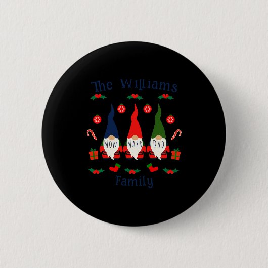 Christmas Family Gnomes Cute And Funny T Shirt Button (Vorderseite)