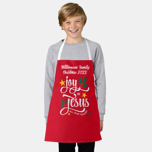 Christmas Family JOY IN JESUS Custom Christian Schürze (Getragen)