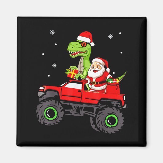 Christmas Family Matching Santa Truck Dinosaur Boy Magnet (Vorne)