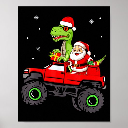 Christmas Family Matching Santa Truck Dinosaur Boy Poster (Vorne)
