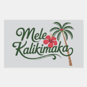 Christmas Family Mele Kalikimaka Hawaii Beach Rechteckiger Aufkleber (Vorderseite)