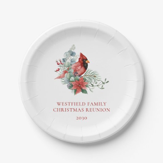 Christmas Family Wiedersehen Red Kardinal Partys Pappteller (Vorderseite)