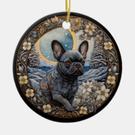 Christmas Fantasy Frenchie Keramik Ornament