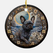 Christmas Fantasy Frenchie Keramik Ornament (Hinten)