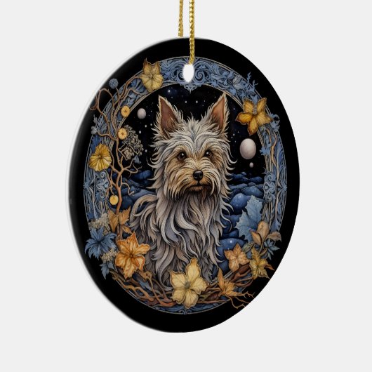 Christmas Fantasy Yorkie Keramik Ornament (Rechts)