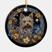 Christmas Fantasy Yorkie Keramik Ornament (Vorne)