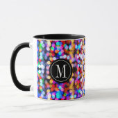 Christmas farbenfrohe Bokeh Lights Monogram Tasse (Links)