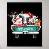 Christmas Farm Animals Truck Santa Hat Family Paja Poster (Vorne)