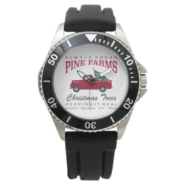 CHRISTMAS FARMHOUSE RED TRUCK ARMBANDUHR (Vorderseite)