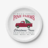 CHRISTMAS FARMHOUSE RED TRUCK PAPPTELLER (Vorderseite)