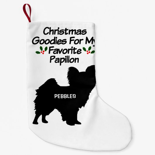 Christmas Favorite Papillon Dog Kleiner Weihnachtsstrumpf (Vorderseite)