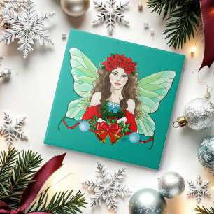 Christmas Feeen Fantasie Stechpalmen Glocken Weihn Fliese
